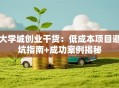 大学城创业干货：低成本项目避坑指南+成功案例揭秘