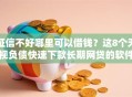 征信不好哪里可以借钱？这8个无视负债快速下款长期网贷的软件值得一试