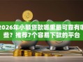 2026年小额贷款哪里最可靠有哪些？推荐7个容易下款的平台