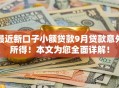 最近新口子小额贷款9月贷款意外所得！本文为您全面详解！