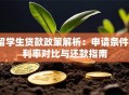 留学生贷款政策解析：申请条件、利率对比与还款指南