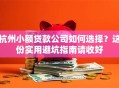 杭州小额贷款公司如何选择？这份实用避坑指南请收好