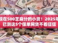 现在500芝麻分的小贷！2025年已测这5个保单网贷不看征信