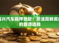 嘉兴汽车抵押贷款：灵活周转资金的靠谱选择