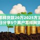 黑户怎样贷款20万2025方法分享！今日分享5个黑户怎样网贷20万口子