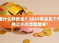 做什么好创业？2025年这五个方向让小白也能翻身！