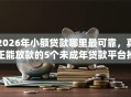 2026年小额贷款哪里最可靠，真正能放款的5个未成年贷款平台推荐
