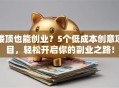 楼顶也能创业？5个低成本创意项目，轻松开启你的副业之路！