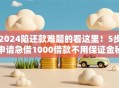 2024陷还款难题的看这里！5步申请急借1000借款不用保证金秘诀公开，今日限时秒批！