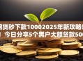 网贷秒下款10002025年新攻略来！今日分享5个黑户大额贷款500w