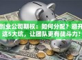 创业公司期权：如何分配？避开这5大坑，让团队更有战斗力！