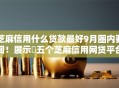 芝麻信用什么贷款最好9月圈内要闻！展示​五个芝麻信用网贷平台借钱最好