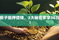 房子抵押借钱，3大秘密多拿30万！