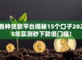 各种贷款平台揭秘15个口子2025年实测秒下款低门槛！