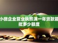 小微企业营业执照满一年贷款能批多少额度