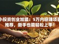 小投资创业加盟：5万内稳赚项目推荐，新手也能轻松上手！