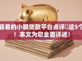 容易的小额贷款平台点评​这5个！本文为您全面评述！