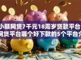 小额网贷7千元18周岁贷款平台，网贷平台哪个好下款的5个平台介绍