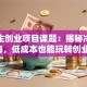 大学生创业项目课题：揭秘冷门蓝海，低成本也能玩转创业！