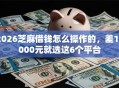 2026芝麻借钱怎么操作的，差10000元就选这6个平台