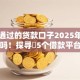 容易通过的贷款口子2025年你体验过吗！探寻​5个借款平台容易通过