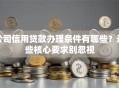公司信用贷款办理条件有哪些？这些核心要求别忽视