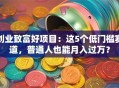 创业致富好项目：这5个低门槛赛道，普通人也能月入过万？