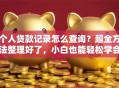 个人贷款记录怎么查询？超全方法整理好了，小白也能轻松学会！