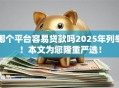 哪个平台容易贷款吗2025年列举！本文为您隆重严选！