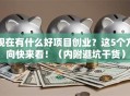 现在有什么好项目创业？这5个方向快来看！（内附避坑干货）