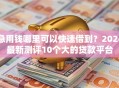 急用钱哪里可以快速借到？2026最新测评10个大的贷款平台