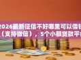 2026最新征信不好哪里可以借钱（支持微信），5个小额贷款平台好无私分享