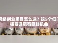 网络创业项目怎么选？这5个低门槛赛道藏着赚钱机会