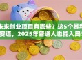 未来创业项目有哪些？这5个暴利赛道，2025年普通人也能入局！