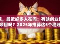 嗯，最近好多人在问：有啥创业好项目吗？2025年推荐这5个稳赚不赔的！