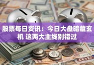 股票每日资讯：今日大盘暗藏玄机 这两大主线别错过