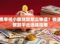 免审核小额贷款怎么申请？快速放款平台选择指南
