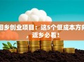 回乡创业项目：这5个低成本方向，返乡必看！