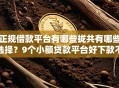 正规借款平台有哪些拢共有哪些选择？9个小额贷款平台好下款不看征信详解
