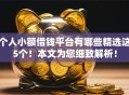 个人小额借钱平台有哪些精选这5个！本文为您细致解析！