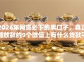 2026年网贷必下的黑口子，真正能放款的9个微信上有什么贷款平台推荐