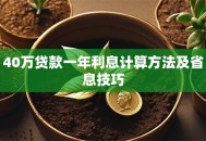 40万贷款一年利息计算方法及省息技巧