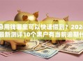 急用钱哪里可以快速借到？2026最新测评10个黑户有当前逾期什么软件能做贷款