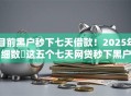 目前黑户秒下七天借款！2025年细数​这五个七天网贷秒下黑户
