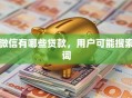 微信有哪些贷款，用户可能搜索词