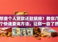 想查个人贷款还款明细？教你几个快速查询方法，让你一目了然！