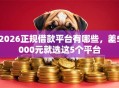 2026正规借款平台有哪些，差5000元就选这5个平台