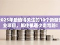 2025年最值得关注的10个新型创业项目，抓住机遇少走弯路！