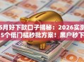 5月好下款口子揭秘：2026实测5个低门槛秒批方案！黑户秒下