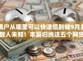 黑户从哪里可以快速借到钱9月多数人未知！本篇归纳这五个网贷口子哪里快速借钱用户